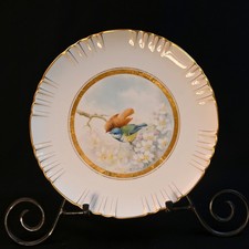 Willets Belleek Cabinet Plate by Artist S.D. Halll Birds w/Gold Trim 1887-1909
