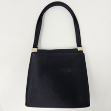 Vintage Neiman Marcus Collection Black Satin Evening Bag Gold Rhinestone Strap