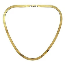 VFK 14K Gold Flat Herringbone Magic Chain Necklace – Elegant 18'' Unisex Jewelry