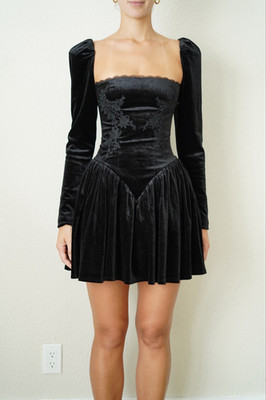 blue jean dress women Velvet Corset dress – LILI MAGER main image 1