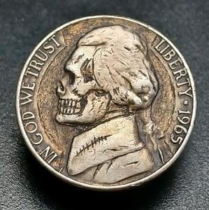 1965 Hand-Carved Hobo Nickel Skull 💀 #146 Of 2024!! 100% Unique