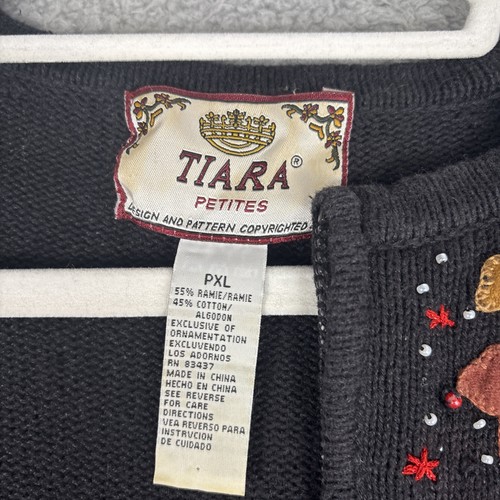 Cardigan maglione natalizio vintage Tiara donna Petite XLarge albero di Natale Babbo Natale - Foto 4 di 9