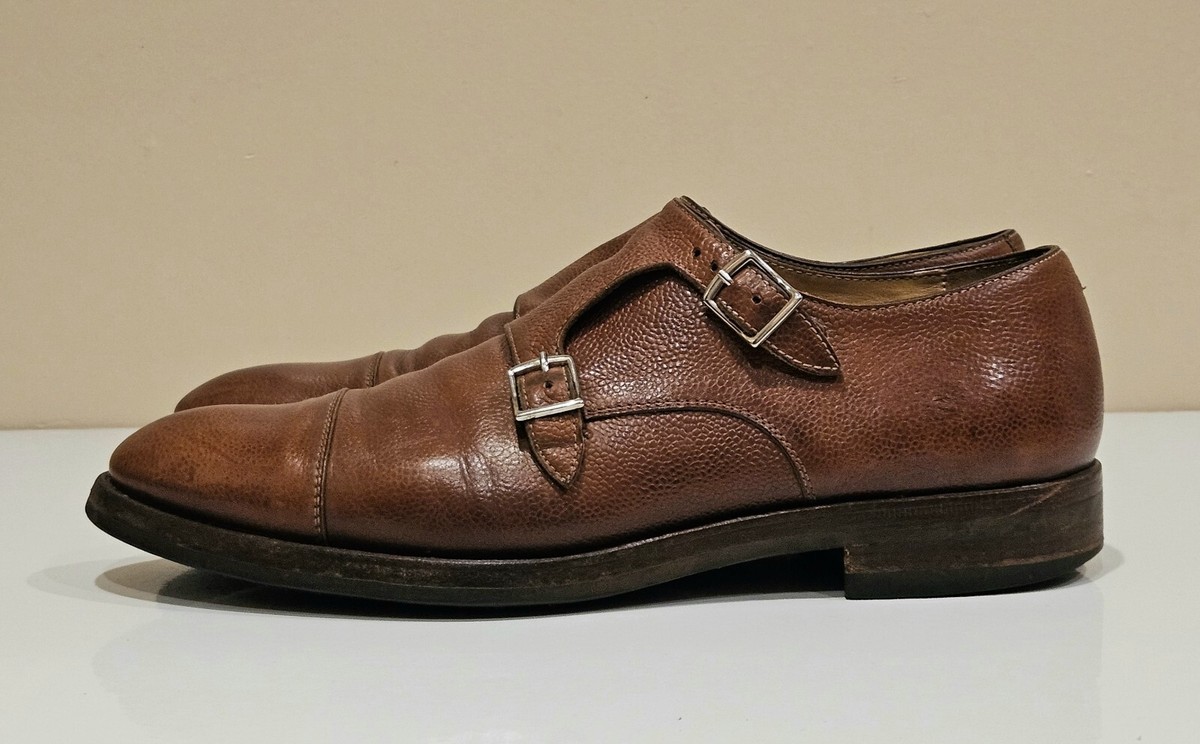 Franceschetti Pebble Grain Leather Double Monk Strap Captoe 
