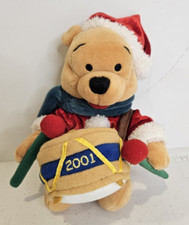 Vintage 2001 Christmas Drummer WINNIE THE POOH Bean Bag Plush Disney Store