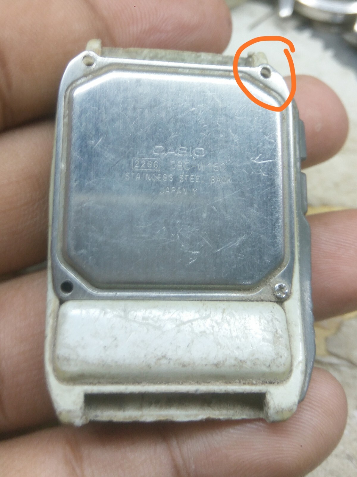 USED CASIO (2296) DBC-W150 Wave Cepto DATA BANK DIGITAL WATCH FOR PARTS/REPAIRS