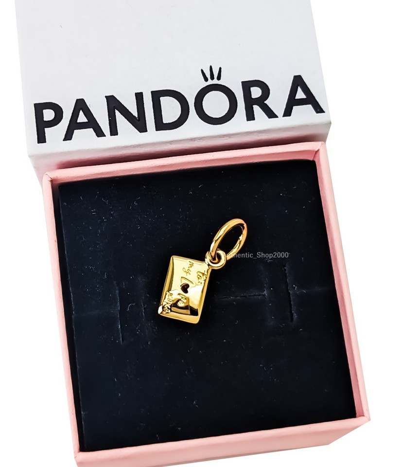 New 100% Authentic PANDORA Gold Pla Love Letter Envelope Dangle Charm ...