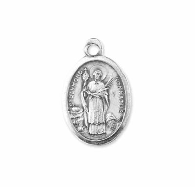 Saint St. Raymond Nonnatus  - Oxidized Italian Silver Oxidized 1 inch Medal 