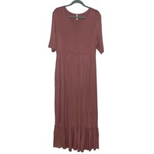 Bellamie Plus Maxi Dress Soft Jersey Stretch Mauve Pink Short Sleeve **No Size