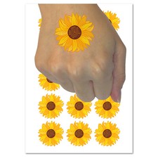 Fancy Blooming Sunflower Flower Temporary Tattoo Water Resistant Body Art Set