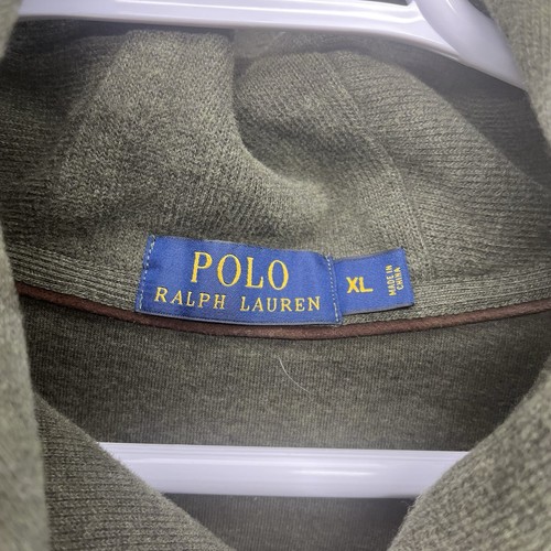 Polo Ralph Lauren Sweater Mens XL Olive Shawl Collar Pullover Elbow Patch Casual - Picture 9 of 10