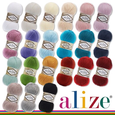 Alize 3 x 100 g Sal Sim Effektgarn Metallic Glitzer Stricken Garn 21 Farben