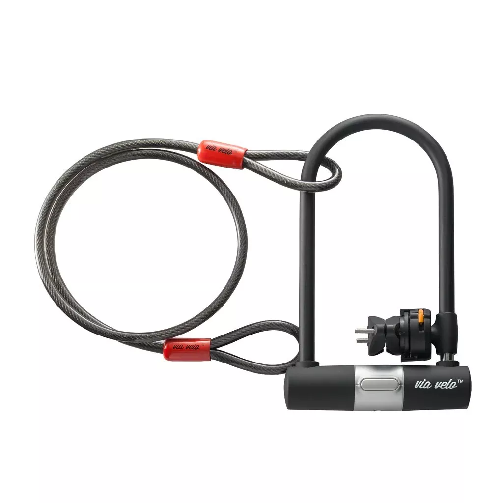 VIA VELO Heavy Duty Bicycle U Lock shackle 15mm with 3 Keys