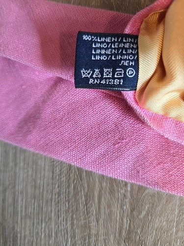 VINTAGE Ralph Lauren Polo Tie Necktie Pink Solid Made in Italy 100% Linen - Picture 5 of 7