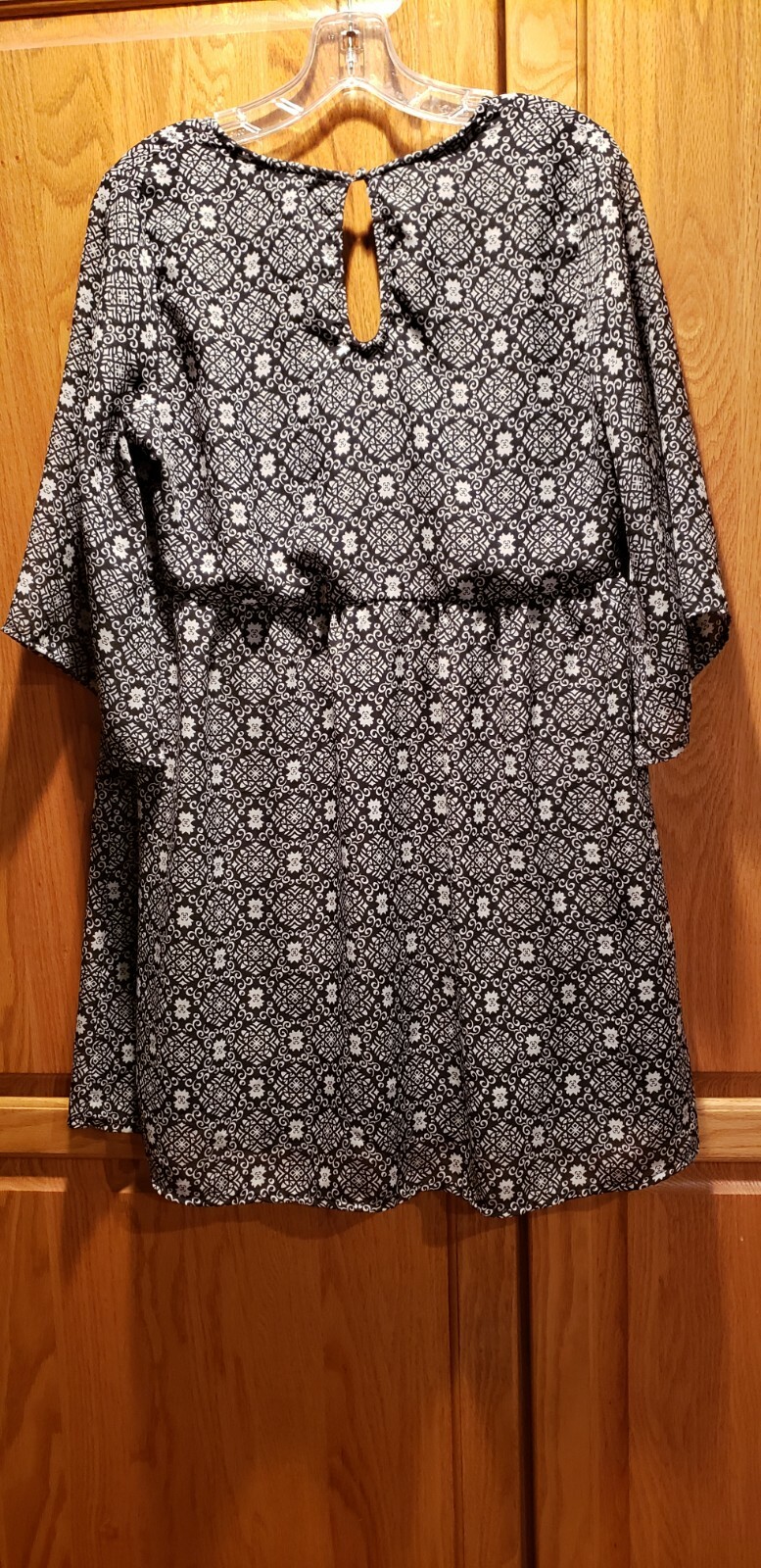 Eyeshadow Black & White Floral Print Empire Waist 3/4… Gem