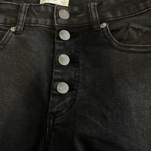 Kookai jeans women's black mid rise straight button fly skinny stretch Size 36 - Foto 4 di 8