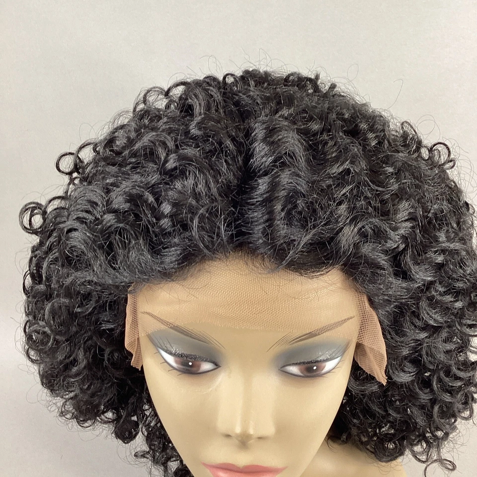 Peluca Shay Short Curly #1B Off Black de encaje sintético frontal Foto 2 de 4