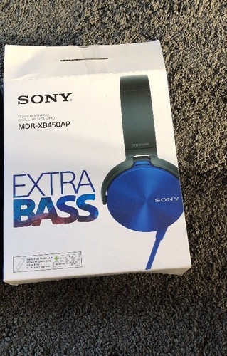 sony mdr-xb450ap blue headphones, over the ear