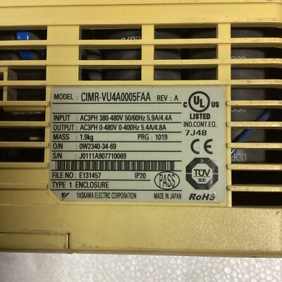 YASKAWA V1000 CIMR-VU4A0005FAA Rev A  W/ Manual F34