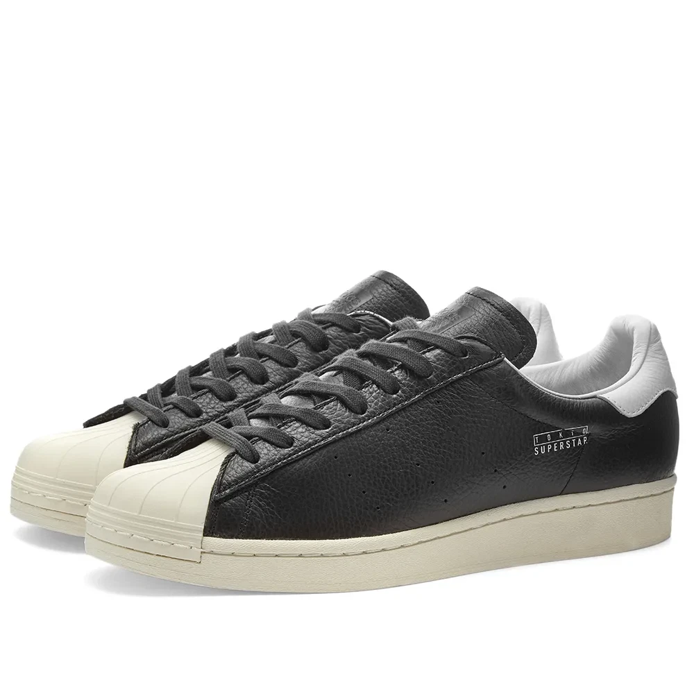 ADIDAS SUPERSTAR PURE TOKYO. BLACK LEATHER SNEAKER TRAINERS. UK sizes 5 7 BNIB