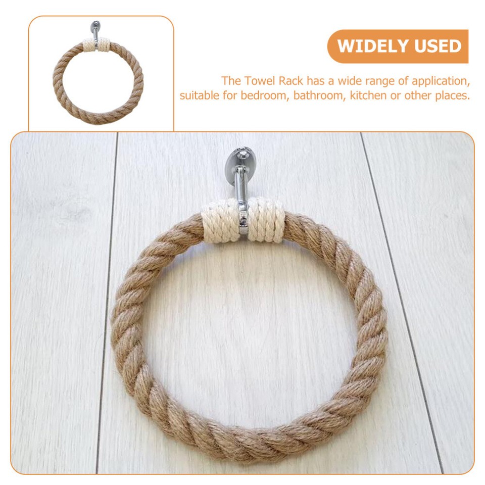 Rustic Towel Rack Jute Toilet Paper Holder Natural Rope Hand Ring eBay