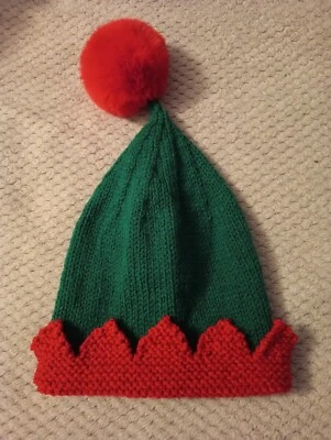 HANDMADE Hand Knitted Christmas Elf Hat