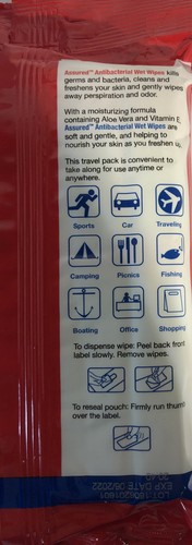 3pk 40ea =120 Total Assured Wet Cloths Travel Pk -SHIPS N 24 HOURS - Picture 4 of 12