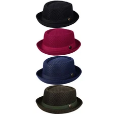 Mesh Pork Pie Hat 1920S Costume Party Jazz Cap Bowler Fedora Hat for Men Women