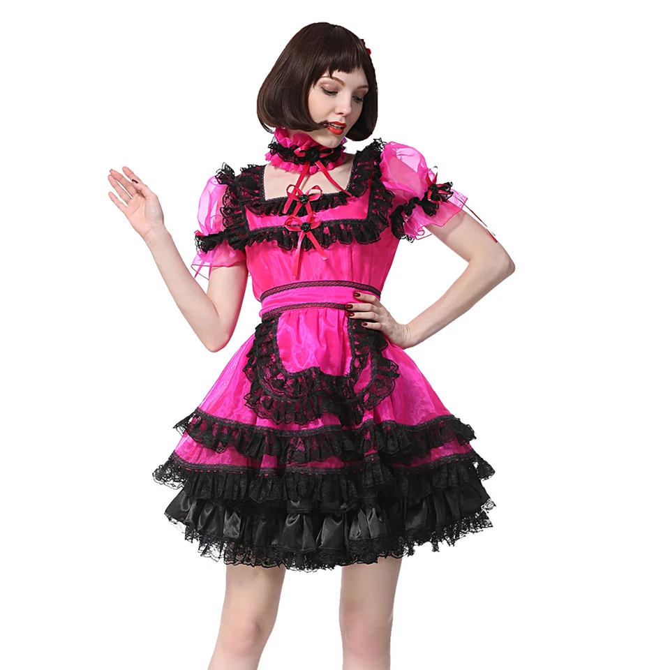 Sissy Maid Square Cut Neck Satin Dress Tailor-Made - Image 2 of 4