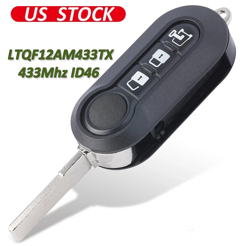 Smart Flip Remote Key Fob – For Dodge RAM ProMaster City (LTQF12AM433TX, 433MHz, ID46, Uncut)