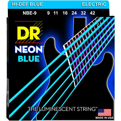 Saiten E-Gitarre DR Strings Neon Blue Electric NBE-9 Lite Gitarrensaiten E- Gita