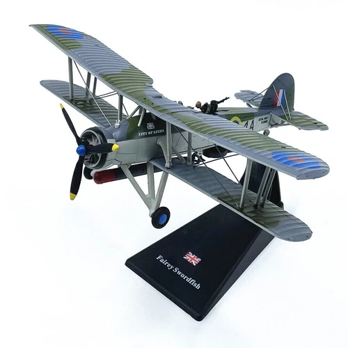 1:72 Diecast Royal Navy WW2 Swordfish Biplane Fighter Model Military Collection