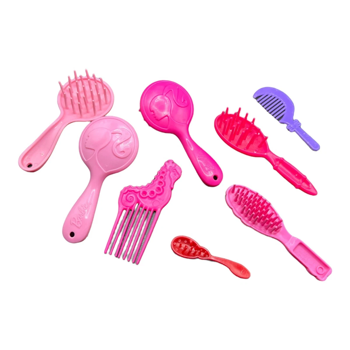 Mattel Barbie Doll Accessory Lot of 8 ROUND MODERN HAIRBRUSHES Hair Brush  LOGO