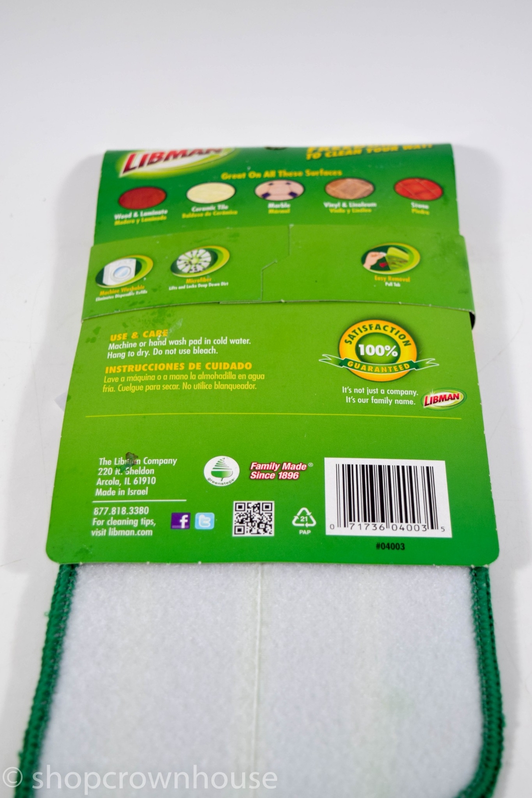 1 pack Libman - Freedom Spray Mop Thick Refill - Microfiber Cleaning Pad #04003