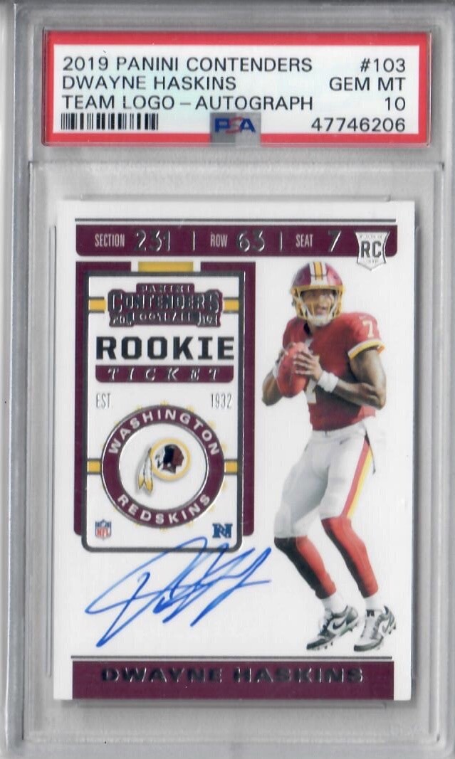 PSA 10 - 2019 Panini Contenders Dwayne Haskins Team Logo Autograph -  RC #103