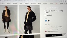 Lk Bennett Shearling Coat 'mishia' Black Size L - Brand New (rrp £1495)