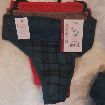 3 PAIR JOYSPUN SEAMLESS THONG PANTIES STAY SOFT  MATERIALS   SZ M 8-10 