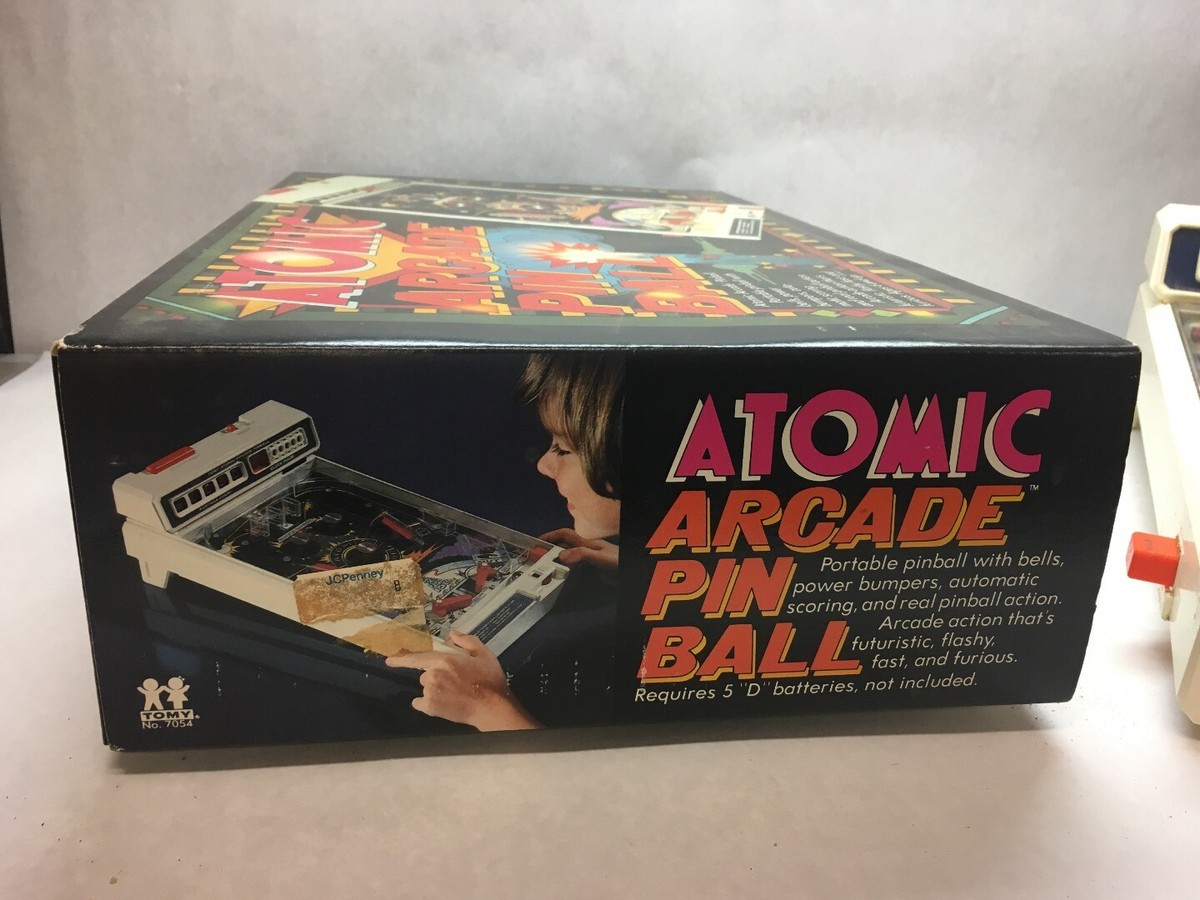 Jeu De Flipper Vintage TOMY – Arcade Atomique, 1979 (Boîte Originale Orange/Blanche)