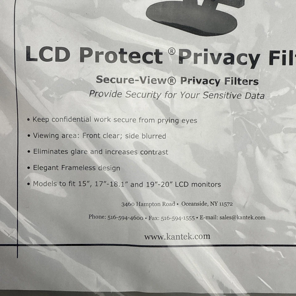 Kantek LCD Protect Privacy Antiglare Deluxe Filter 15” 17-18.1” 19-20'Frameless - Image 3 of 4