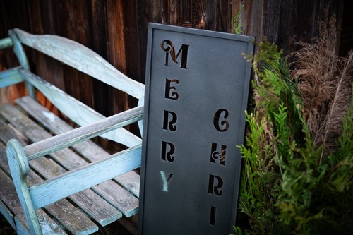 Weihnachtsdeko "Merry Christmas" Willkommensschild Türschild Metall Deko Silber - Bild 4 von 5