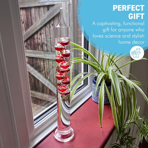 44cm Tall Free Standing Galileo Thermometer with 10 red floating globes - Imagen 2 de 7