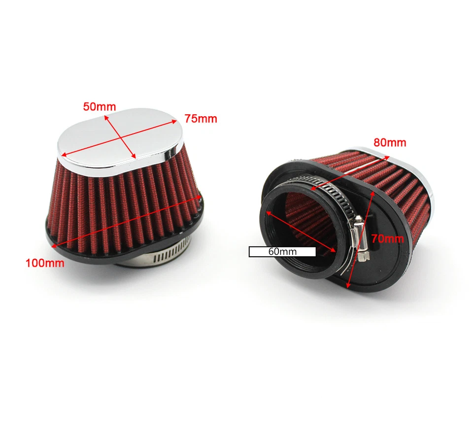 2X Motorcycle High Flow Air Filter Mushroom Head Engine Air Cleaner Filter 60mm Foto 2 de 4