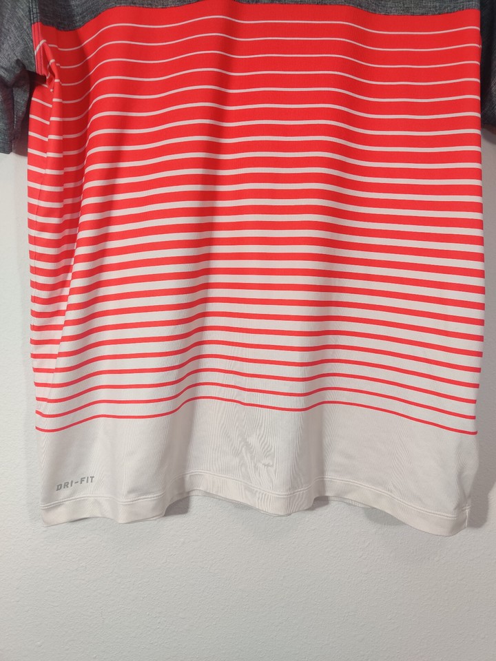 Nike Dri Fit Golf Polo Tiger Woods Collection Men's Large Grey Red