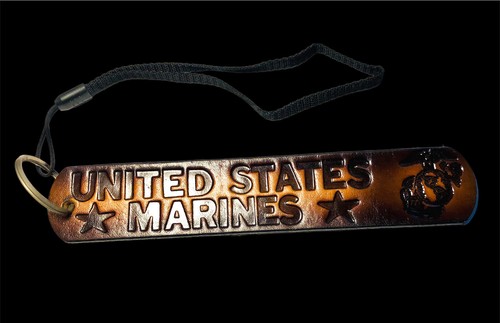 Vintage United States Marine leather wristlet keychain 7x1 1/2 - Picture 2 of 7