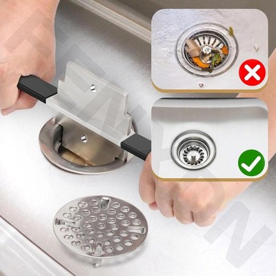 Waste Drain Tool for 3 Tier Sink in Commercial Kitchens, Silvery, Twist and L...