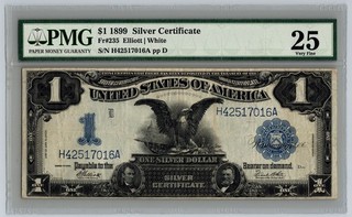 1899 $1 Silver Certificate Black Eagle PMG 25 Very Fine FR#235 Elliot White