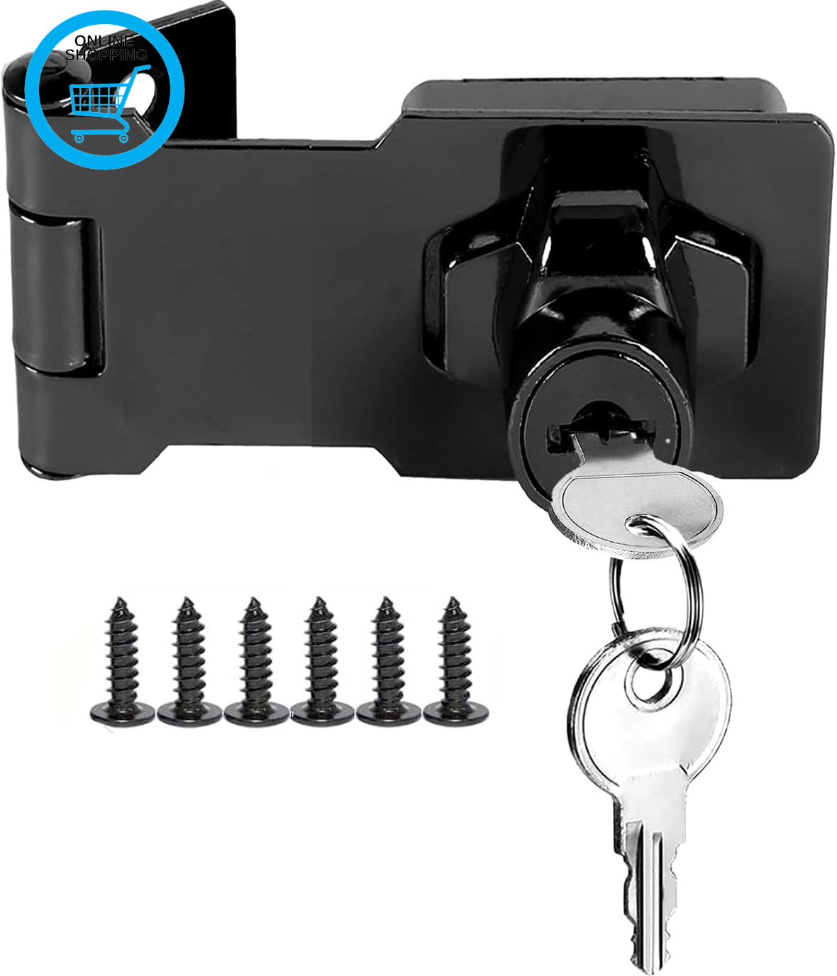 Hasp Lock with Keys, Padlock Shed Lock Gate Latch Door Bolt Lock Hasps Drawer Cu