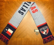 FC Dallas Longhorns Scarf, Blue & Red New With Tags, 100% Acrylic