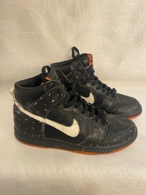 Nike Teens High Top Athletic Sneakers Lace-Up Speckled Black White Orange