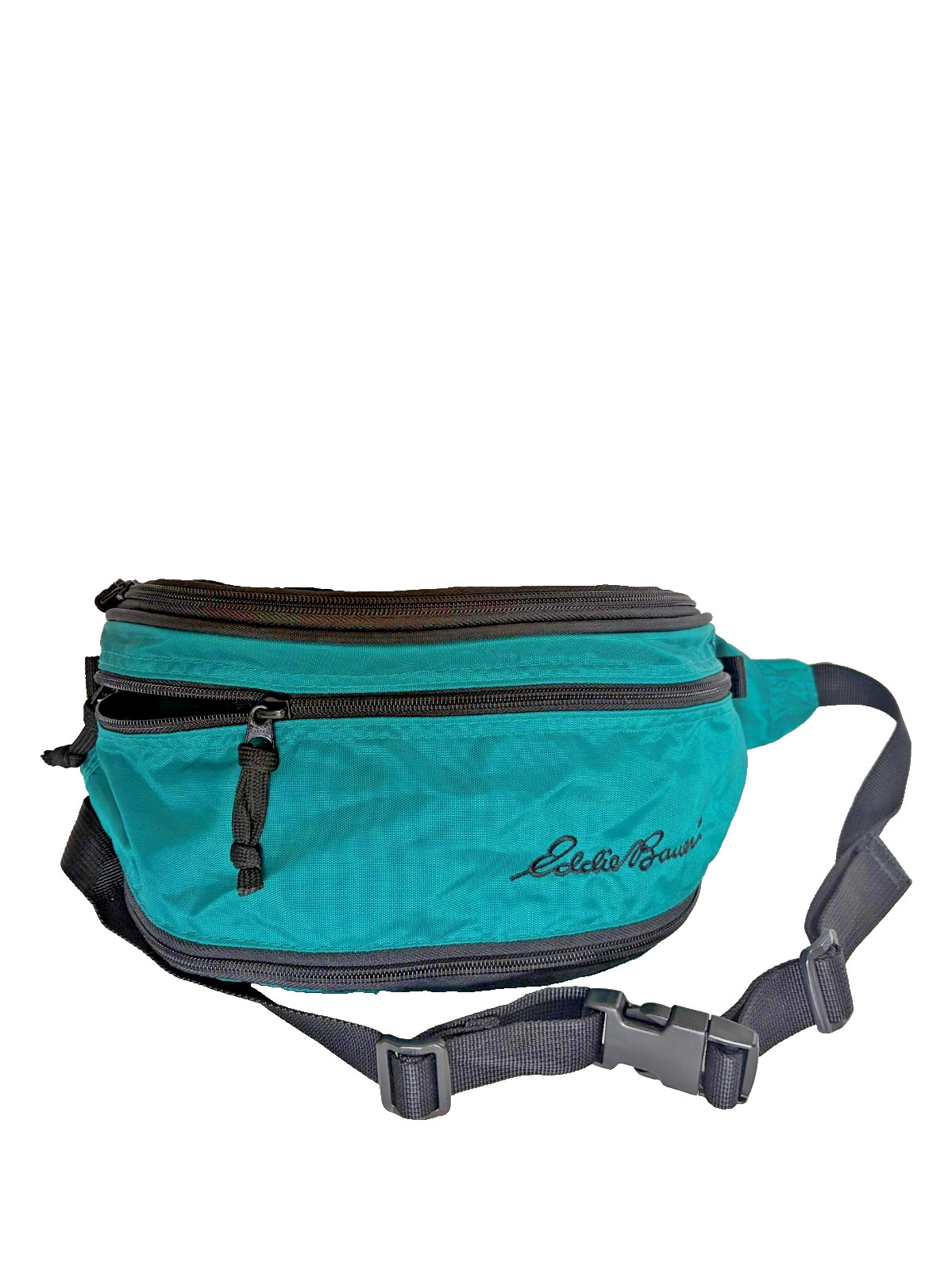 Vintage 1980s Eddie Bauer Teal Green Black Retro Outdoor Hiking Waist Fanny Pack