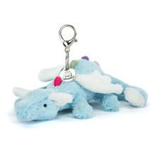 Jellycat Sky Dragon Bag Charm Baby Blue With White Wings Soft Plush Keychain